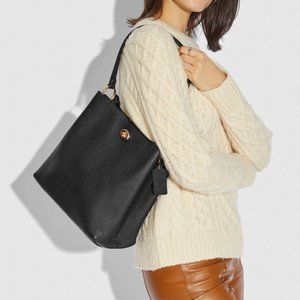 Coach Charlie Bucket Bag - Black leather - Gold hardware